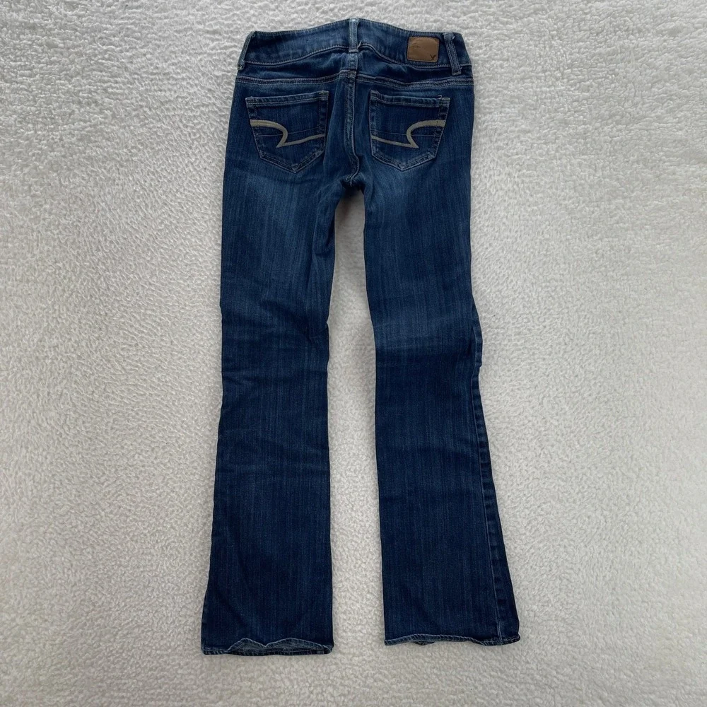 American Eagle Jeans Womens 00 Blue Artist Flare Stretch Dark Wash Low Rise Boho